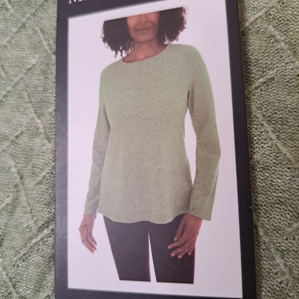 Mario Serrani Sweater XL Green NWT Textured Diamond Knit Long Sleeve 1641-182